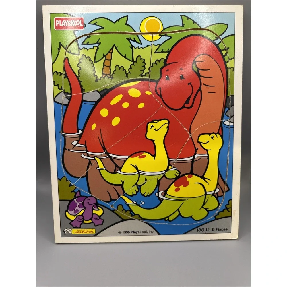 Vintage‎ 1995 Play Skool Dinosaur & Friends Wooden Puzzle
